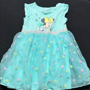 Disney Minnie Mouse Teal Dress with Floral Accents